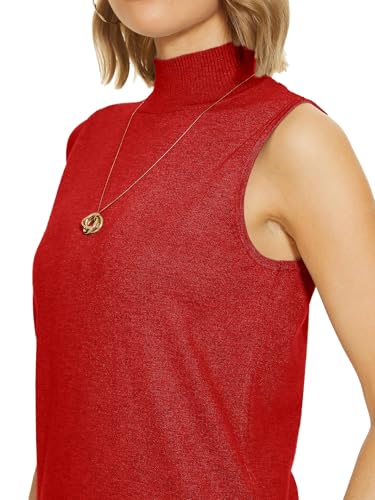 Image of INKOFF Sleeveless Mock Neck Turtleneck Knit Tops Women Dressy Casual Sweater Vest Business Work Tank