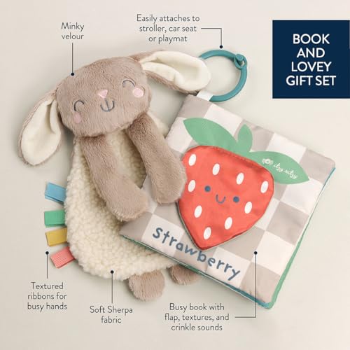 Itzy Ritzy Bunny Lovey & Crinkle Book Gift Set - Learn & Snuggle Gift Set Includes Soft Sherpa Bunny Lovey & Soft Book with Flap, Textures & Crinkle Sounds (Bunny) by Itzy Ritzy - Image 4