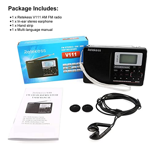Retekess V111 Shortwave Radio, Portable Digital Radio Stereo Voice, Battery Operated With Favorite Key And Earphone Digital Alarm Clock For Hiking Walking #TOP5