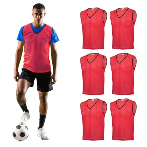 Image of GSi Sports Pinnies - Packs of 6 or 12 - Free Size - Mesh Training Vests for Soccer, Basketball - 6 Color Options