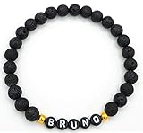  Halsband mit Namen für Hunde und Katzen, Schmuckhalsband mit natürlichen Lavaperlen in verschiedenen Größen, handgemachtes und flexibles Hundehalsband Katzenhalsband