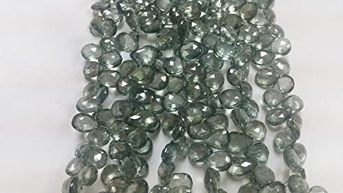 Quartz vert facetté en forme poire 7x9mm LKBEADS, briolettes sur fil de 10 pouces