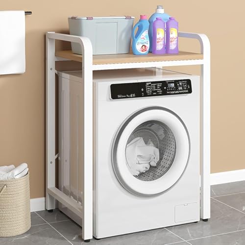 4-Tier Over Washer Dryer Shelves, Space-Saving Laundry Storage Rack, Brown Cabinet for Drum Washers, nizer for Bathroom & Balcony, Home Essential