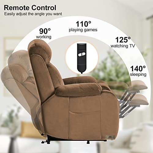 Qkff Power Lift Chair Recliners For Elderly, Modern Power Lift Chair Overstuffed Electric Recliner Chair Theater Reclining Chair Lazyboy Recliner Chair For Living Room Bedroom (Brown) #TOP2