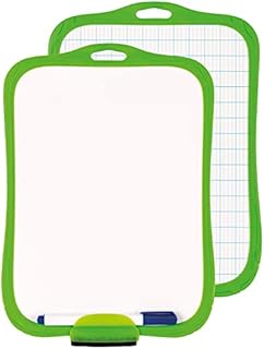 Snopake Double-Sided Whiteboard with Dry Wipe Pen and Eraser [Pack of 1] Portable Shatter-Resistant Writing Board [Green] 15890, 287 x 205 x 18mm