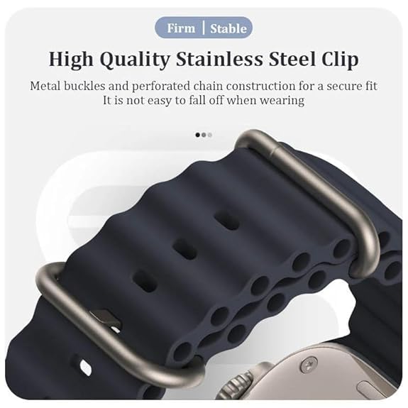 Image of Ocean Band Strap Compatible Apple Watch Strap 42mm 44mm 45mm 49mm Ultra, Soft Silicone Replacement Sport Band for iWatch Series 8 /7 /6 /5 /4 /3 /2 /1 SE Adjustable Breathable Wrist Strap