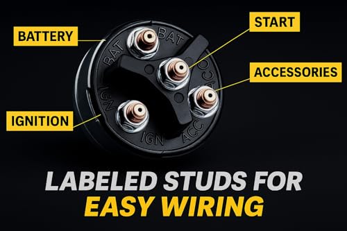 image for MGI SpeedWare 4-Position Universal Ignition Key Switch for 12V Car, Tr