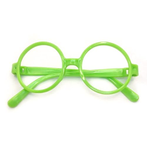 Encanto No Lens Big Round Green Frame Glasses Blue Pom Hypoallergenic Clip-On Earrings For Women Girls Mirabel Costume Cosplay Accessories Halloween Dress Up-B Clip On Earrings #TOP3