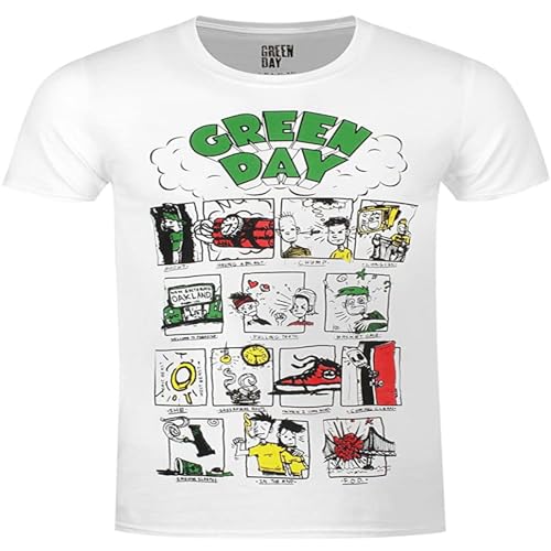 SIMOROL Green Day Dookie Collage - Camiseta para hombre, blanco, XL