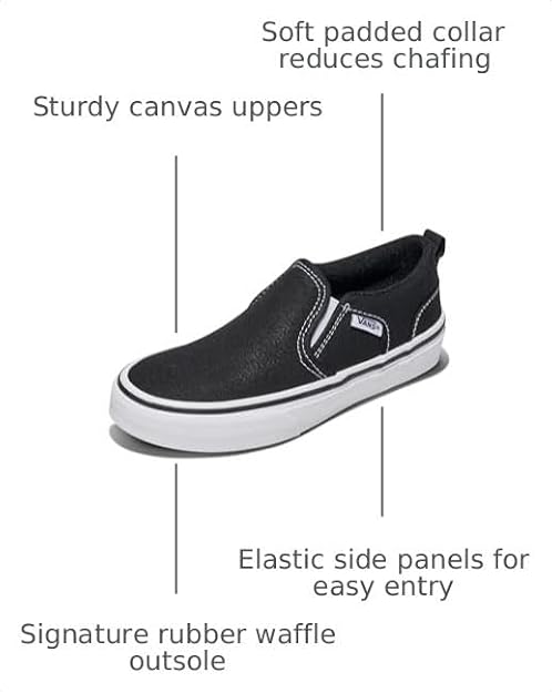 Vans Kids' Asher Slip-On Shoe - Girls' Sneakers for Everyday Wear, Walking, School & Fashion