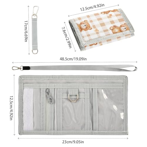 ALAZA Kids Wallets for Boys Girls Toddler Trifold Wallet Children Small Bear Checked with Zipper Coin Pocket3