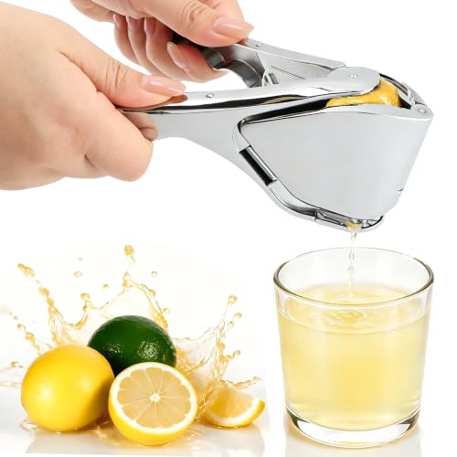 Lemon Squeezer Manual Stainless Steel - Max Extraction Hand Press Lemon Juicer, Metal Heavy-Duty Handheld Lime Squeezer, Easy Squeeze Fold-Flat Lime Citrus Fruit Extractor