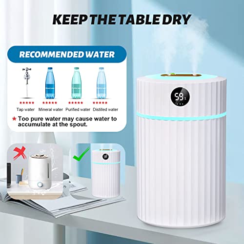 Nofaner Air Humidifiers For Bedroom, 2L Cool Mist Humidifiers For Large Room With Usb Ultrasonic Mute, Auto-Shut Off For Humidifiers For Babies Nursery, Living Room, Office With 6 Cotton Wicks #TOP7