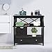 Giantex 3 Tier Console Table with a Large Drawer, Sofa Side Table with Storage Shelves, Entryway Hall Table Furniture, Display Rack Stand for Living Room Study, Easy Assembly (Black)