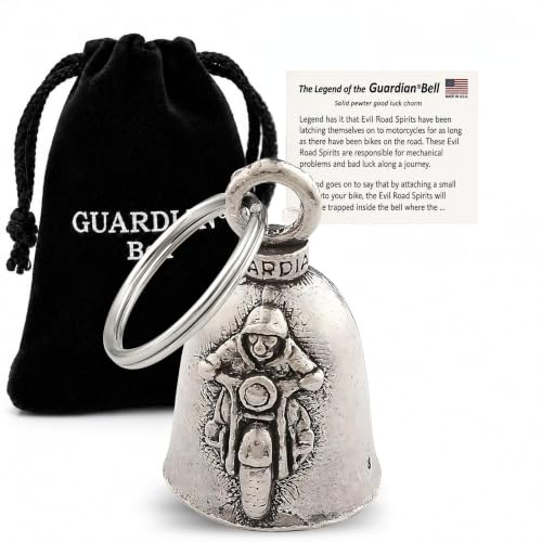 Guardian Bell Trike Good Luck Bell w/Keyring & Black Velvet Gift Bag | Motorcycle Bell | Lead-Free Pewter | Good Luck Gift to Friends & Family | Bike Bell | Made in USA