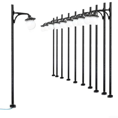 10Pcs Model LED Street Lamps 2.56Inch HO Scale Railway Decor Lights With Adjustable Base For Railway & Building Layout