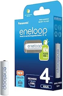 Panasonic eneloop | Ready-to-Use Ni-MH akumulatory, AAA/Micro, 4 sztuki w zestawie, większa pojemność min. 800 mAh, 2100 cykli ładowania, w opakowaniu w bez tworzyw sztucznych, BK-4MCDE/4BE