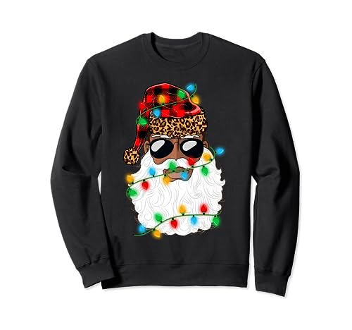 Xmas Lighting Black African American Afro Santa Christmas Sweatshirt