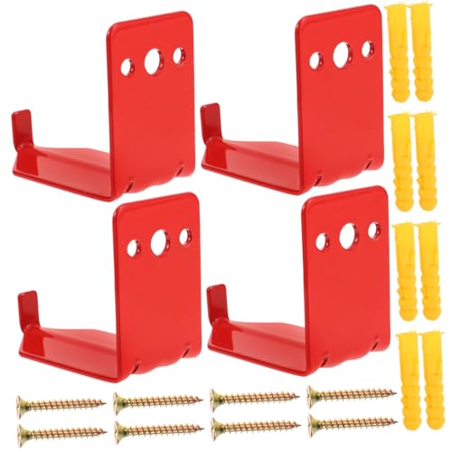 Holibanna 4 piezas Soporte para Extintor de Incendios de Metal Gancho Resistente y Montaje Pared de Rojo con Tornillos y Anclajes para Seguridad y Estilo