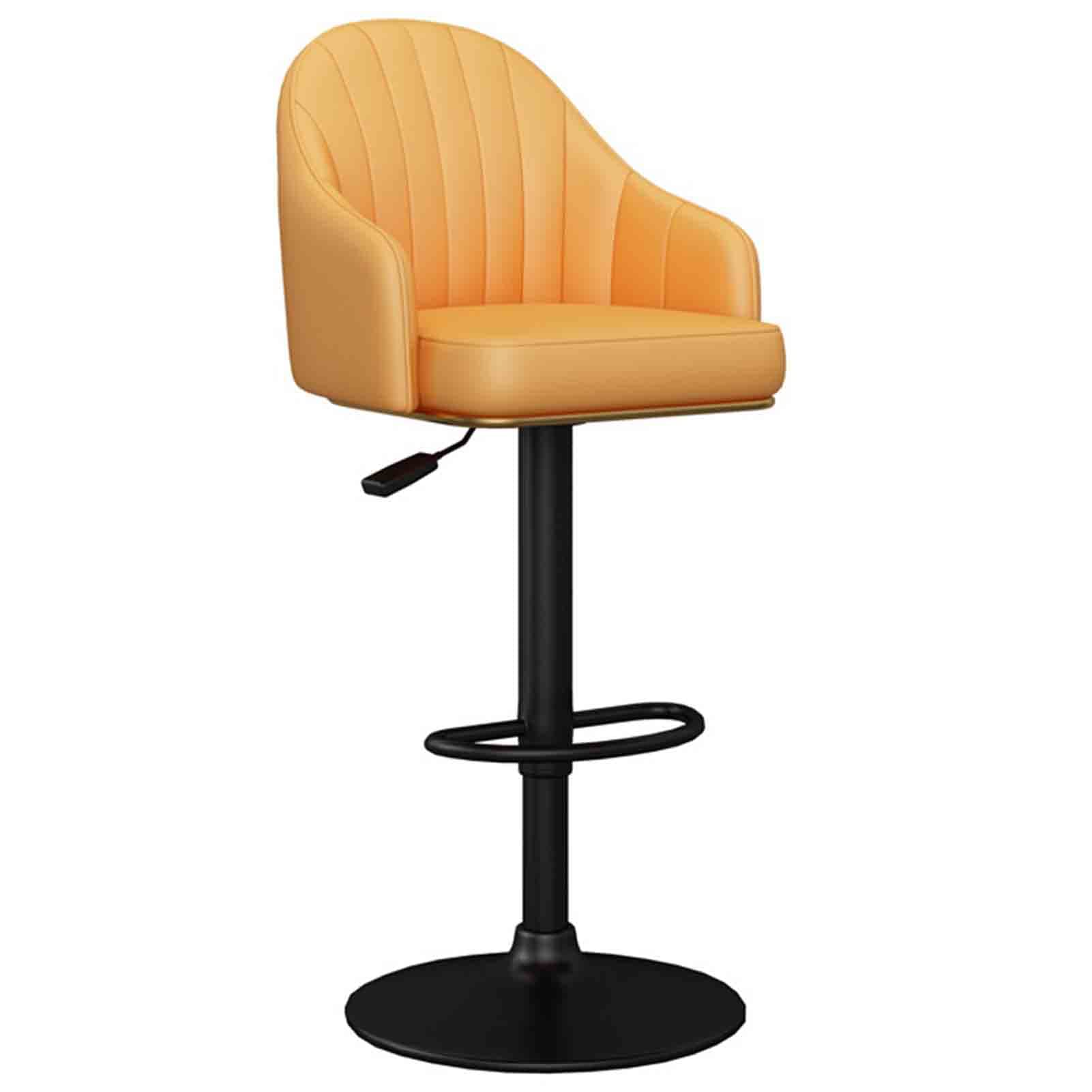 IUokLU Leather Swivel Bar Stool with Backrest and Footrest Adjustable Height Kitchen Chair for Home and Bar Reception