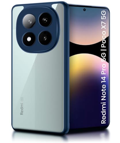 Image of WOW IMAGINE Shockproof Hybrid Back Cover for Redmi Note 14 Pro 5G | Poco X7 5G | Hard Slim fit Back Case | PC & TPU | Clear Transparent Case - Blue