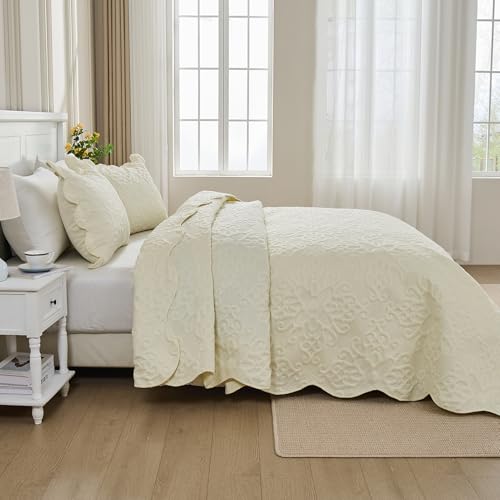 Image of Kingnex Oversized King Bedspreads 128x120 Cream
