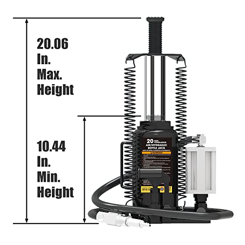 Torin ATA92006B 20 Ton (40,000 Lbs) Capacity Pneumatic Air Hydraulic Heavy Duty Bottle Jack With Manual Pump For Trucks thumb #1
