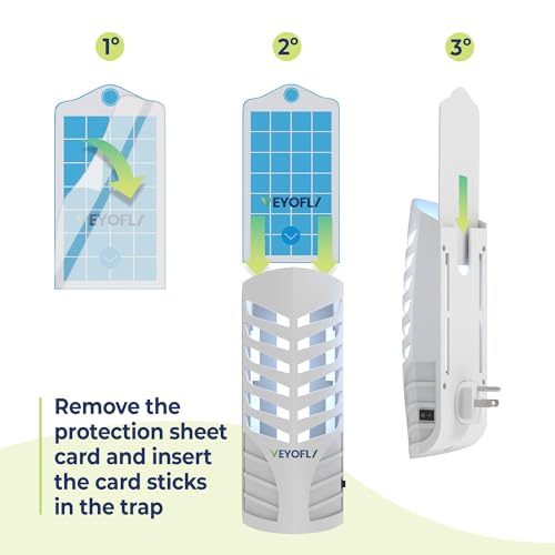 VEYOFLY Fruit Fly Traps for Indoors Refill, Gnat Traps For House Indoors, Fly Catcher Indoor, Fly Traps Indoor, Fly Trap, Plug in Catch for Fruit Flies, Moths, Gnats, Mosquito (Pack of 10 Refills)