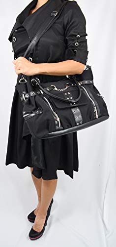 Bolso Tote Crossbody Negro Rock Punk Mujer 19" miniatura 7