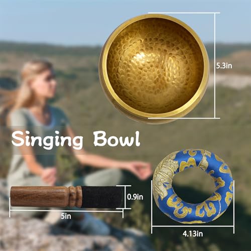 Tigelas de canto tibetano 13 cm para meditação e cura Yoga Gong Bell Conjunto de meditação (Largr (1