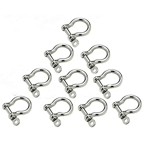 JY-MARINE Stainless Steel Bow Shackle, Silver Color,Mini Shackle for Paracord Jewelry, Marine Grade Sailing Rigging Shackles,10 Pieces (3mm) Cover