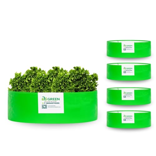 Image of HDPE Grow Bags for Plants 18X6 Inch (Pack of 5) | 260 GSM Heavy Duty UV-Protected Round Green Colour Plant Bags for Terrace and Vegetable Gardening | Strong & Reusable|