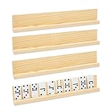 Wood Domino Racks for Mexican Train, Dominoes Tray, Tile Holder for Games (Set of 4)