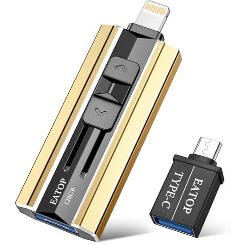 EATOP Flash Drive de 128 GB destinado a iPhone, iPad, Android e computadores, cartão de foto para ar