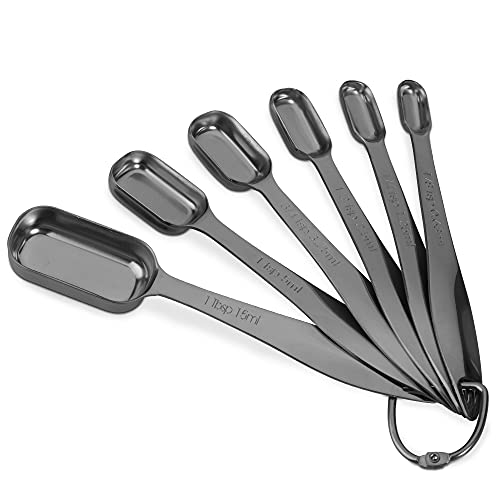 Image of 6-Piece 18 /8 Stainless Steel Measuring Spoons Set, Dark Gray
