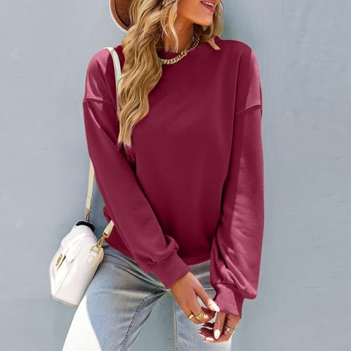 Image of Women Crew Neck Sweatshirts Fall Casual Oversized Sweat Shirts Long Sleeve Cute Preppy Sweatshirt Comfort Pullover