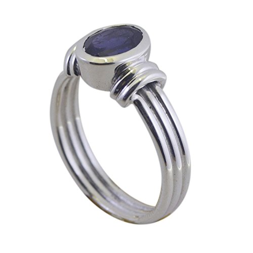 Bague iolite argent anti-accroche avec serti de forme ovale durable - 6