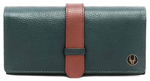 Image of WildHorn Women's Genuine Leather RFID Blocking Wallet | Tri-Fold High-Capacity Ladies Purse with Card Slots, Zipper Coin Pocket & Snap Closure | Ideal Gift for Women (Green)