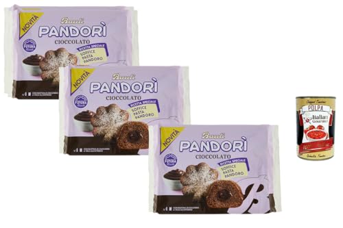 Bauli Pandori Cioccolato - Pastel de levadura italiana suave con crema de chocolate, 3 paquetes de 178 g (12 unidades) + Polpa italiana gourmet
