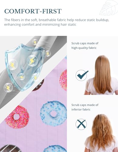 Image of Scrub Caps for Women with Buttons, Classic Surgical Caps | Double-Sided Printed, Adjustable,Long Hours, Sweatbands, Fabric Help Reduce Static Buildup