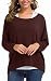 Uget Women's Casual Oversized Baggy Off-Shoulder Shirts Pullover Tops (US 10-12/Asia L, Coffee)