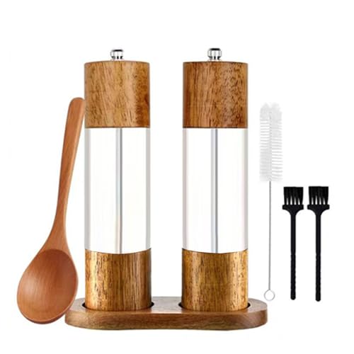 Juego de molinillos manuales de especias ajustables de grosor para sales y pimientos, acrílico transparente, utensilios de cocina para cocineros caseros