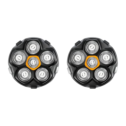 Tête de Rasoir de Rechange 6D pour Rasoirs Crâne Homme – Tête de Rasage Magnétique, Rasage à Sec & Humide, Compatible avec Kensen, JoyKoi, Kibiy (Jaune,...