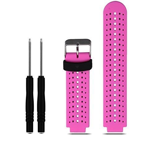 ZSZCXD Soft Silicone Replacement Watch Band for Garmin Forerunner 235/220 / 230/620 / 630/735 Smart Watch (01 Rose & Black)