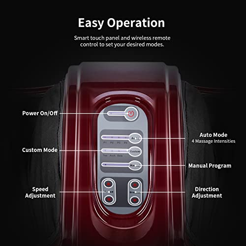 Image of Giantex Shiatsu Foot Massager Machine, Deep Kneading Rolling Massage for Feet, Leg Calf Ankle, Electric Massager w /Remote, 4 Massage Modes, Burgundy