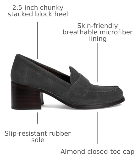 Image of SHODENSE Women Vintage Chunky Heel Loafers Pumps Platform Round Closed Toe Oxford Shoes Burnished Patent Matte Suede Slip On Dress Loafer Block Stacked Heels Office Formal Work Business 4-11 M US