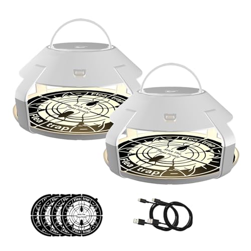 CEIEVER - Trampa antipulgas para interiores (2 unidades, LED, con 4 pegatinas de captura, para mosquitos, polillas, pulgas)