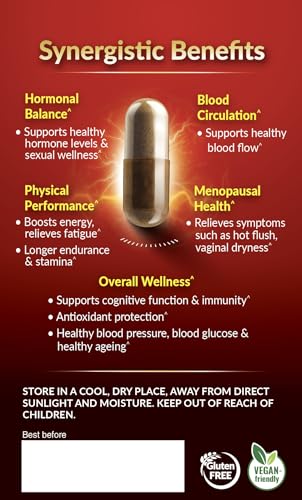 LABO Nutrition MacaMaxima Peruvian Maca Root, Tongkat Ali, Black Ginger, Zinc and Black Pepper Extract Supplement for Men and Women, Supports Reproductive Health, Energy, Stamina- Non-GMO, Vegan Pills