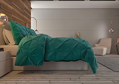 Image of Nestl Twin Comforter Set Pinch Pleat Comforter, Bedding Comforter Sets, Comforter Set for Twin Bed, Pintuck Comforter Set Twin /Twin XL Size, Down Comforter with 1 Pillow Sham, 2-Piece - Teal Blue