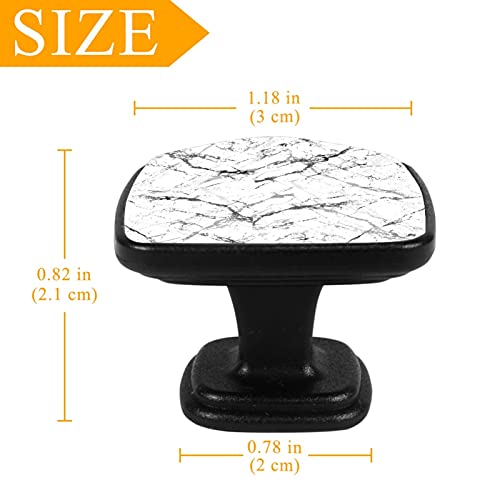 LORVIES 4 Pack 1-1/1.2" Decorative Marble Cabinet Knobs, Glass ABS Black Square Single Hole, Cabinet Dresser Drawer Closet Door Knobs Handles Pulls for Home Kitchen Bedroom Bathroom (White Marble)